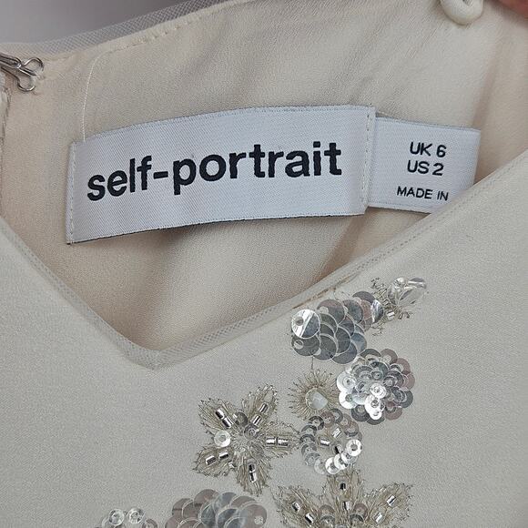 Self-Portrait White Embellished V-neck Maxi Dress UK 6 (US2) - Picture 9 of 16